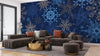 Snowflakes Wallpaper, Seamless Pattern Mural, Oversized Custom Size Wall Art, Non-Woven, Non-Adhesive, Modern Wall Paper, Removable