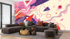 Abstract Shapes Wallpaper, Purple and Pink Mural, Oversized Custom Size Wall Art, Non-Woven, Non-Adhesive, Modern Wall Paper, Removable