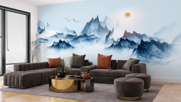 Beautiful Nature Wallpaper, Big Mountains Mural, Oversized Custom Size Wall Art, Non-Woven, Non-Adhesive, Modern Wall Paper, Removable