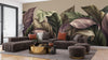 Luxury Tropical Leaves Wallpaper, Beige Background Mural, Oversized Custom Size Wall Art, Non-Woven, Non-Adhesive, Modern Wall Paper, Removable