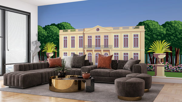 Traditional Romantic Old Chateau Wallpaper, Garden Mural, Oversized Custom Size Wall Art, Non-Woven, Non-Adhesive, Modern Wall Paper, Removable