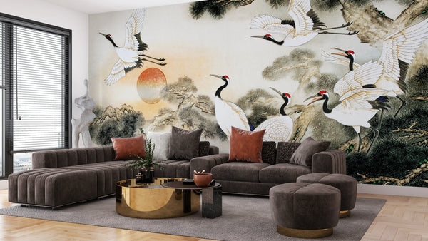 Old Painting China Style Wallpaper, Birds Mural, Oversized Custom Size Wall Art, Non-Woven, Non-Adhesive, Modern Wall Paper, Removable