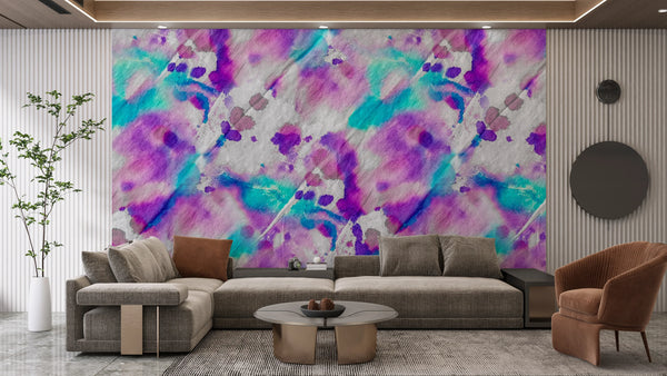 Blue And Purple Texture Wallpaper, Liquid Splash Mural, Oversized Custom Size Wall Art, Non-Woven, Non-Adhesive, Modern Wall Paper, Removable