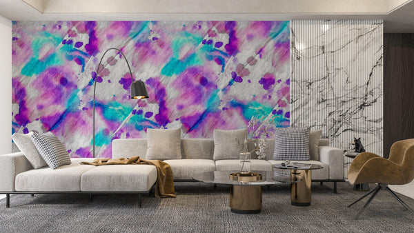 Blue And Purple Texture Wallpaper, Liquid Splash Mural, Oversized Custom Size Wall Art, Non-Woven, Non-Adhesive, Modern Wall Paper, Removable