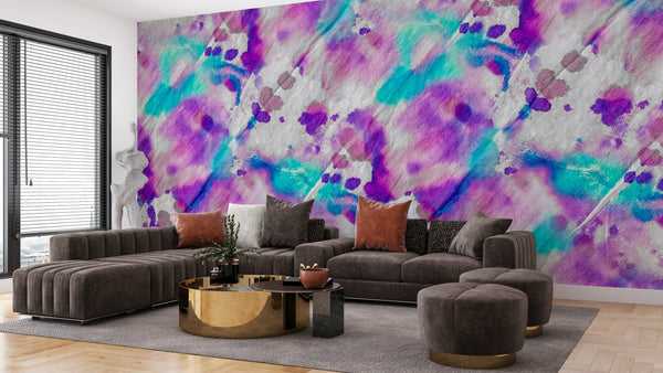 Blue And Purple Texture Wallpaper, Liquid Splash Mural, Oversized Custom Size Wall Art, Non-Woven, Non-Adhesive, Modern Wall Paper, Removable