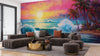 Pink Sky, Sunrise and Sea View Wallpaper, Oil Painting Mural, Oversized Custom Size Wall Art, Non-Woven, Non-Adhesive, Modern Wall Paper, Removable