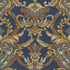 Luxury Deep Embossed Damask Wallpaper, Blue, Yellow, Home & Commercial Use Decorative Wallcovering, Washable, Sturdy - Walloro High End Wallcoverings & More