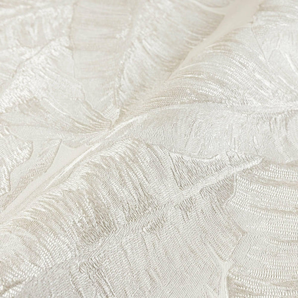Luxury Leaf Pattern Wallpaper, Cream Embossed Botanical Tropical Exotic Wallcovering, Plants Tropical Design - Walloro High End Wallcoverings & More