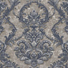 Luxury Sparkling Deep Embossed Damask Wallpaper, Gray, Navy Blue Beautiful Flocked Shimmering Rich Textured Wallcovering - Walloro High End Wallcoverings & More