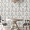 Luxury Textured Embossed Flowered Gray, Home Wall Decor, Aesthetic Wallpaper, Textured Wallcovering Non-Adhesive- 41.7”W X 393”H - Walloro High End Wallcoverings & More