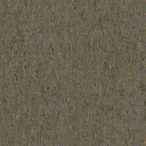 Modern Cork Dark Gray Embossed Wallpaper, Gold Shiny Rich Textured Wallcovering, Traditional, Camper Van Log Cabin, 114 sq ft Roll, Metallic - Walloro High End Wallcoverings & More