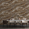 Modern Dark Marble Shiny Wallpaper, Home Wall Decor, Brown Luxury Modern Wallpaper, Textured Wallcovering Non-Adhesive, Large 177 sq ft Roll - Walloro High End Wallcoverings & More