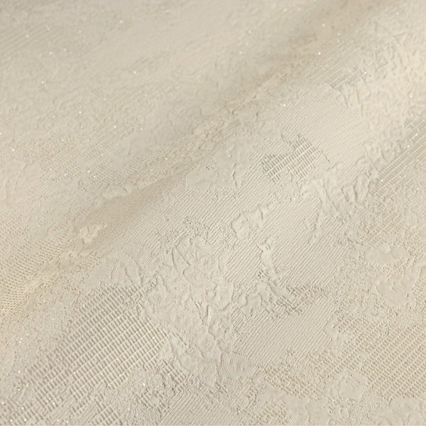 Modern Deep Embossed Wallpaper, Cream Solid Color Plain Elegant Sparkling Glittering Wallcovering, Easy Clean, Abstract, Plain, Non-Woven - Walloro High End Wallcoverings & More
