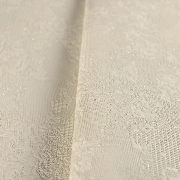 Modern Deep Embossed Wallpaper, Cream Solid Color Plain Elegant Sparkling Glittering Wallcovering, Easy Clean, Abstract, Plain, Non-Woven - Walloro High End Wallcoverings & More