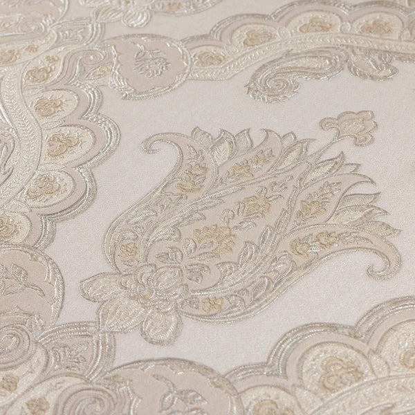 Modern Light Color Damask Wallpaper, Home Wall Decor, Aesthetic Wallpaper, Textured Wallcovering Non-Adhesive and Non-Peel and Stick - Walloro High End Wallcoverings & More