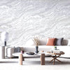 Modern Light Color Marble Wallpaper, White Home Wall Decor, Marbled Textured Wall Covering Non-Adhesive, Non-Peel and Stick, 177 sq ft Roll - Walloro High End Wallcoverings & More