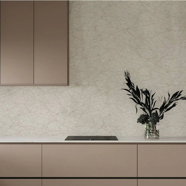 Modern Stone Embossed Wallpaper, Cream Color Vein Pattern, Abstract Marble Design Home Wall Decor, Aesthetic Wallpaper, Textured Wallcovering - Walloro High End Wallcoverings & More
