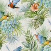 Multi-Color Birds Deep Embossed Wallpaper, White, Red, Blue Stylish 3D Textured Tropical Plants Wallcovering - Walloro High End Wallcoverings & More