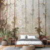 Nature Trees Wall Mural, Yellow Forest Theme Wallpaper, Large Jungle Custom Size Wall Art, Non-Woven, Non-Pasted, Removable, Washable, Covering - Walloro High End Wallcoverings & More