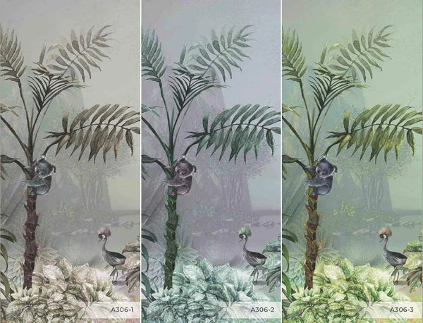 Palm Trees Nature Scene Tropical Wall Mural, Gray Custom Size Wallpaper, Non-Woven, Non-Pasted, Washable, Oversized Large Wall Art, Removable - Walloro High End Wallcoverings & More