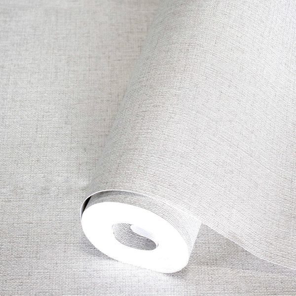 Plain Solid Color Textured Wallpaper, Light Gray Modern Minimalist Wallcovering, Washable Roll, Large 114 sq ft Roll - Walloro High End Wallcoverings & More