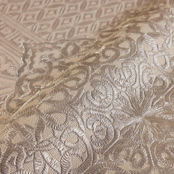 Quilted 3D Embossed Wallpaper, Beige, Flocked Rich Textured Velvet Feel Luxury Wallcovering, Vintage Washed Patchwork Style, Non-Woven - Walloro High End Wallcoverings & More