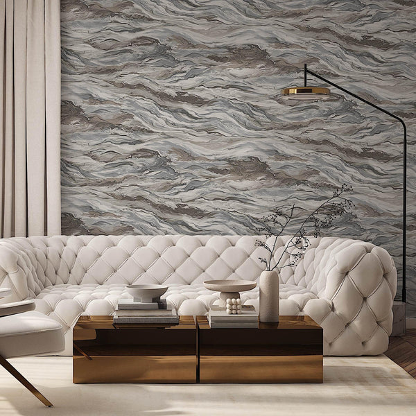 Realistic 3D Embossed Marble Wallpaper, Brown Nature Inspired Modern Stone Marbled Effect Wallcovering - Walloro High End Wallcoverings & More