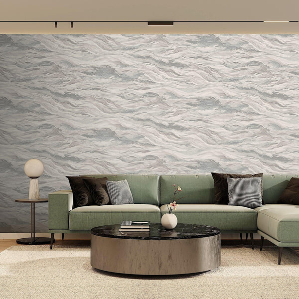 Realistic 3D Embossed Marble Wallpaper, Light Blue Nature Inspired Modern Stone Marbled Effect Wallcovering - Walloro High End Wallcoverings & More