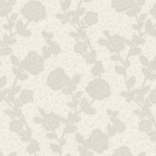 Rose Themed White Flowered Embossed Wallpaper, Home Wall Decor, Aesthetic Wallpaper, Textured Wallcovering Non-Adhesive - 41.7”W X 393”H - Walloro High End Wallcoverings & More