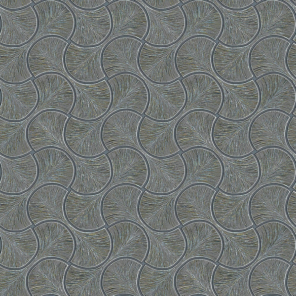 Round Geometric Shapes Deep Embossed Wallpaper, Brown Green Shiny Surface Textured Wall Accent Decor - Walloro High End Wallcoverings & More