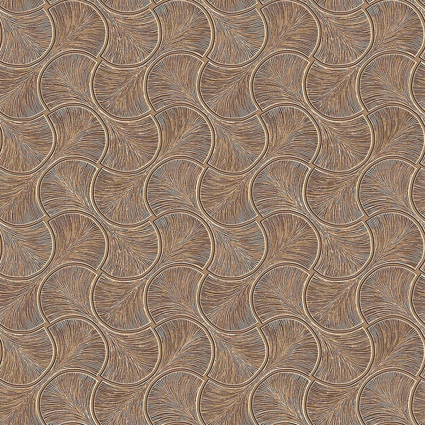 Round Geometric Shapes Deep Embossed Wallpaper, Brown Shiny Surface Textured Wall Accent Decor - Walloro High End Wallcoverings & More