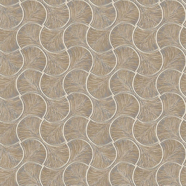Round Geometric Shapes Deep Embossed Wallpaper, Light Brown Shiny Surface Textured Wall Accent Decor - Walloro High End Wallcoverings & More