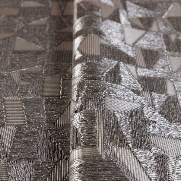 Shimmering Geometric Shapes Wallpaper, Tan, Gray Deep Embossed Asymmetrical Design Wallcovering - Walloro High End Wallcoverings & More