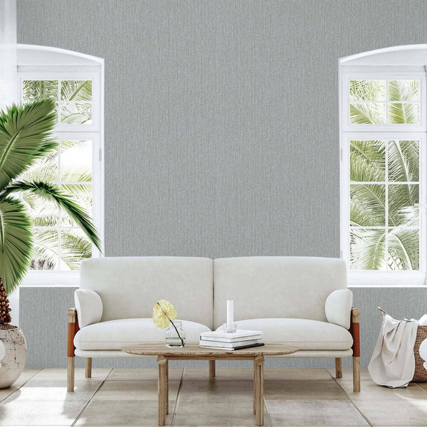 Solid Color Embossed Modern Wallpaper, Silver, Neutral Colors Contemporary Textured Wallcovering, Durable 114 sq ft Roll - Walloro High End Wallcoverings & More