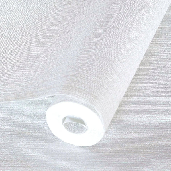 Solid Color Embossed Modern Wallpaper, White, Neutral Colors Contemporary Textured Wallcovering, Durable 114 sq ft Roll - Walloro High End Wallcoverings & More