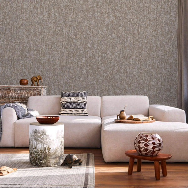 Solid Color Modern Embossed Wallpaper, Light Brown Plain Abstract Distressed Home Wall Decor, Non-Woven, Non-Pasted, Large Roll - Walloro High End Wallcoverings & More