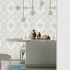 Timeless Design 3D Embossed Damask Wallpaper, White, Silver Luxury Velvet Feeling Wallcovering, Large 114 sq ft Roll - Walloro High End Wallcoverings & More
