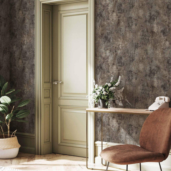 Timeless Distressed Embossed Wallpaper, Dark Gray Worn Abstract Rustic Pattern Modern Wallcovering for Home and Commercial Use, Rich Textured Wall Accent - Walloro High End Wallcoverings & More