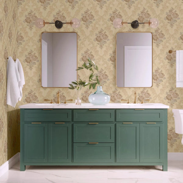 Timeless Floral Embossed Wallpaper, Yellow Home Wall Decor, Aesthetic Wallpaper, Textured Wallcovering Non-Adhesive and Non-Peel and Stick - Walloro High End Wallcoverings & More