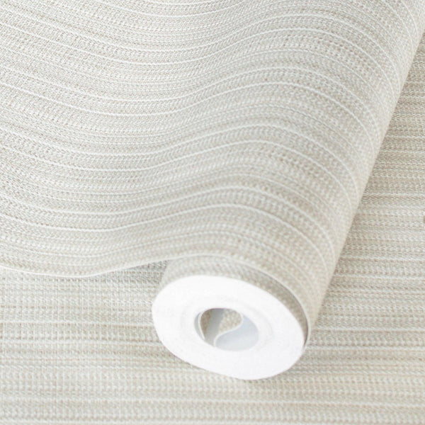 Trendy Thin Striped Textured Wallpaper, Ivory Modern Minimalist Washable Pinstripe Pattern, Home Wall Interior Decor - Walloro High End Wallcoverings & More