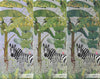Tropical Forest Wall Mural, Flamingos, Zebra, Animals Wallpaper, Custom Size, Dark Green Oversized Print, Wall Art, Nature Theme, Jungle, Removable - Walloro High End Wallcoverings & More