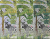 Tropical Forest Wall Mural, Flamingos, Zebra, Animals Wallpaper, Custom Size, Light Green Oversized Print, Wall Art, Nature Theme, Jungle, Removable - Walloro High End Wallcoverings & More