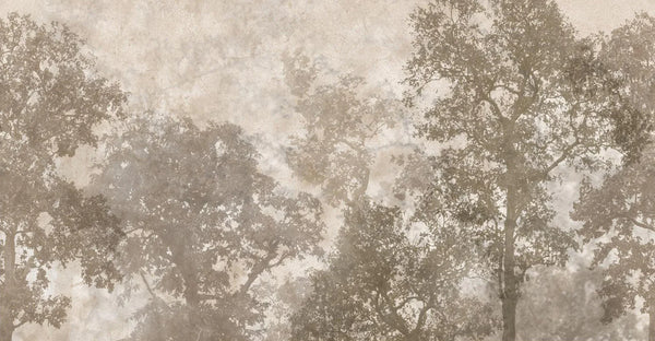 Vintage Trees Scenic Wall Mural, Light Beige Nature Theme Wallpaper, Oversized Landscape Scene Custom Size Wall Art, Non-Woven, Non-Pasted, Removable - Walloro High End Wallcoverings & More