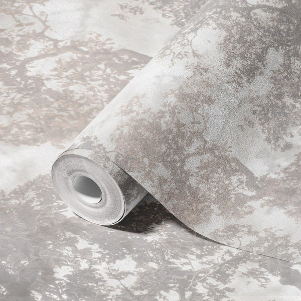 Vintage Trees Scenic Wall Mural, Light Gray Nature Theme Wallpaper, Oversized Landscape Scene Custom Size Wall Art, Non-Woven, Non-Pasted, Removable - Walloro High End Wallcoverings & More