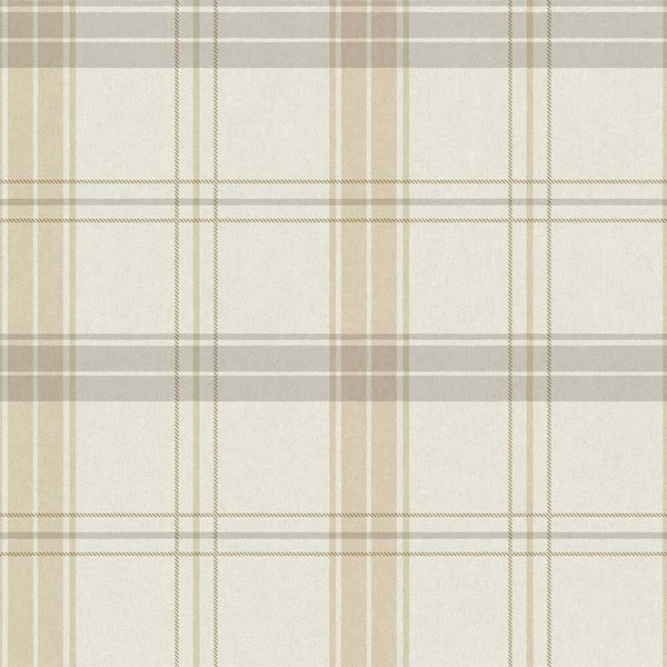White Large Plaid Textured Wallpaper, Tartan Fabric Pattern Classical Modern Non-Pasted Wallcovering - Walloro High End Wallcoverings & More