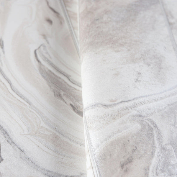 White Marble Embossed Wallpaper, Marbled Pattern Striped Stone Effect Modern Wallcovering, Washable - Walloro High End Wallcoverings & More