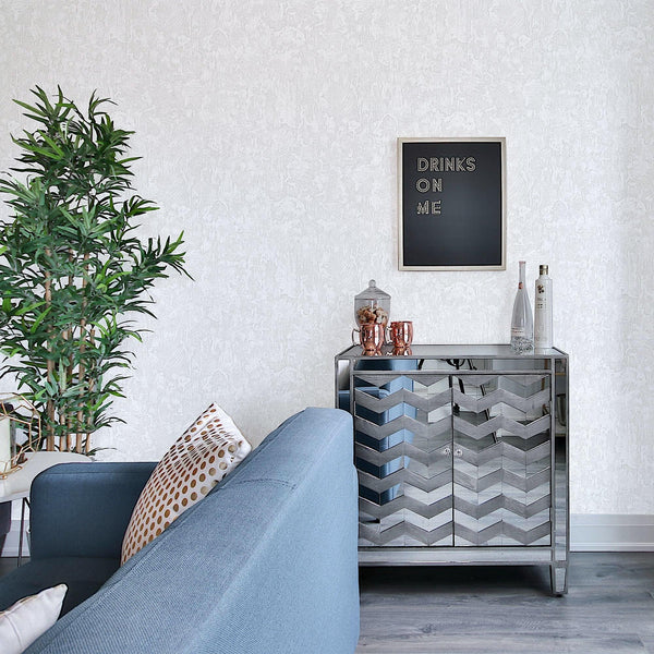 White Sleek Embossed finish Solid Color Wallpaper, Abstract Modern Minimalist Rich Textured Wallcovering - Walloro High End Wallcoverings & More