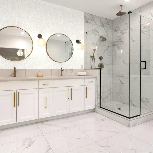 White Solid Color Modern Embossed Wallpaper, Plain Abstract Distressed Home Wall Decor - Walloro High End Wallcoverings & More