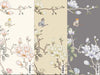 Yellow Chinoiserie Floral Wall Mural, Birds Tree Flowers Wallpaper, Custom Size Wall Covering, Non-Woven, Non-Adhesive, Removable, Washable - Walloro High End Wallcoverings & More