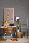Dark Anthracite Decorative Wallpaper,Natural Wallpaper, Modern & Minimalist Wall Covering,Modern Look Neutral Colors Glittering Wallcovering